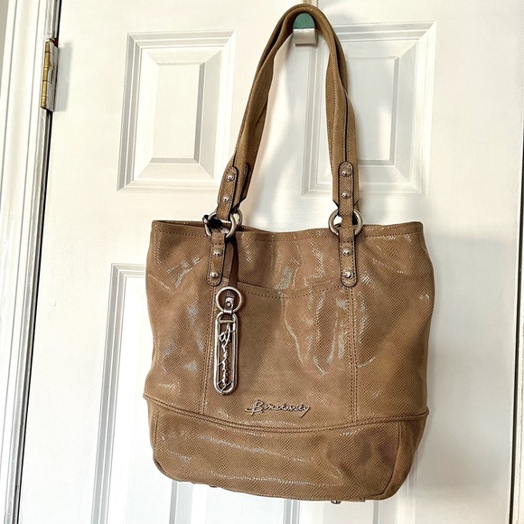 B.MAKOWSKY•leather taupe shoulder tote bag EUC - Picture 1 of 14
